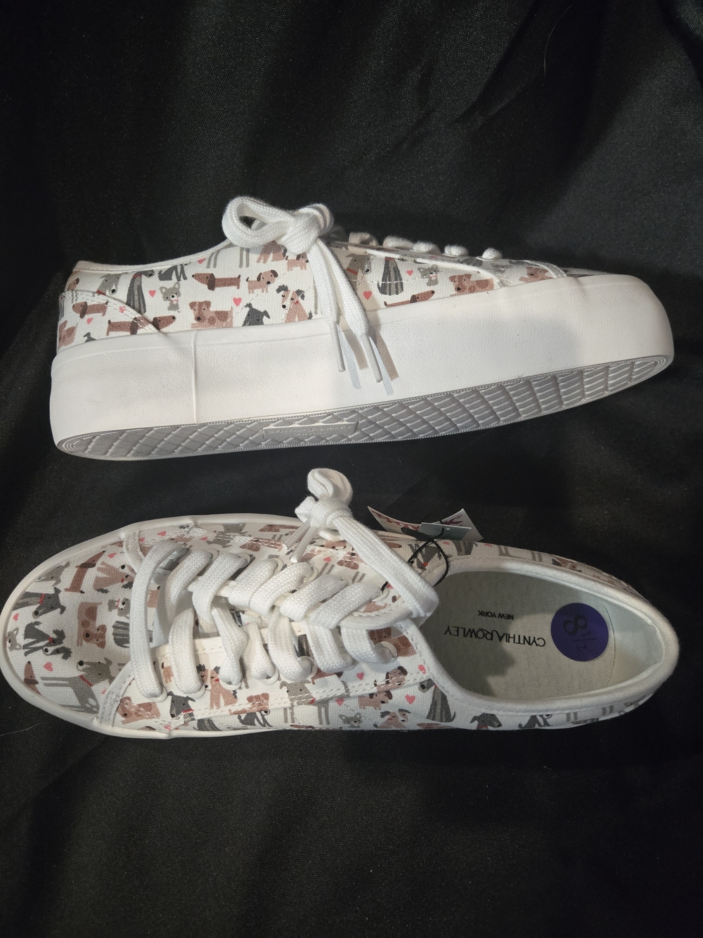 White Womans Sneakers with Dog Print - Cynthia Rowley